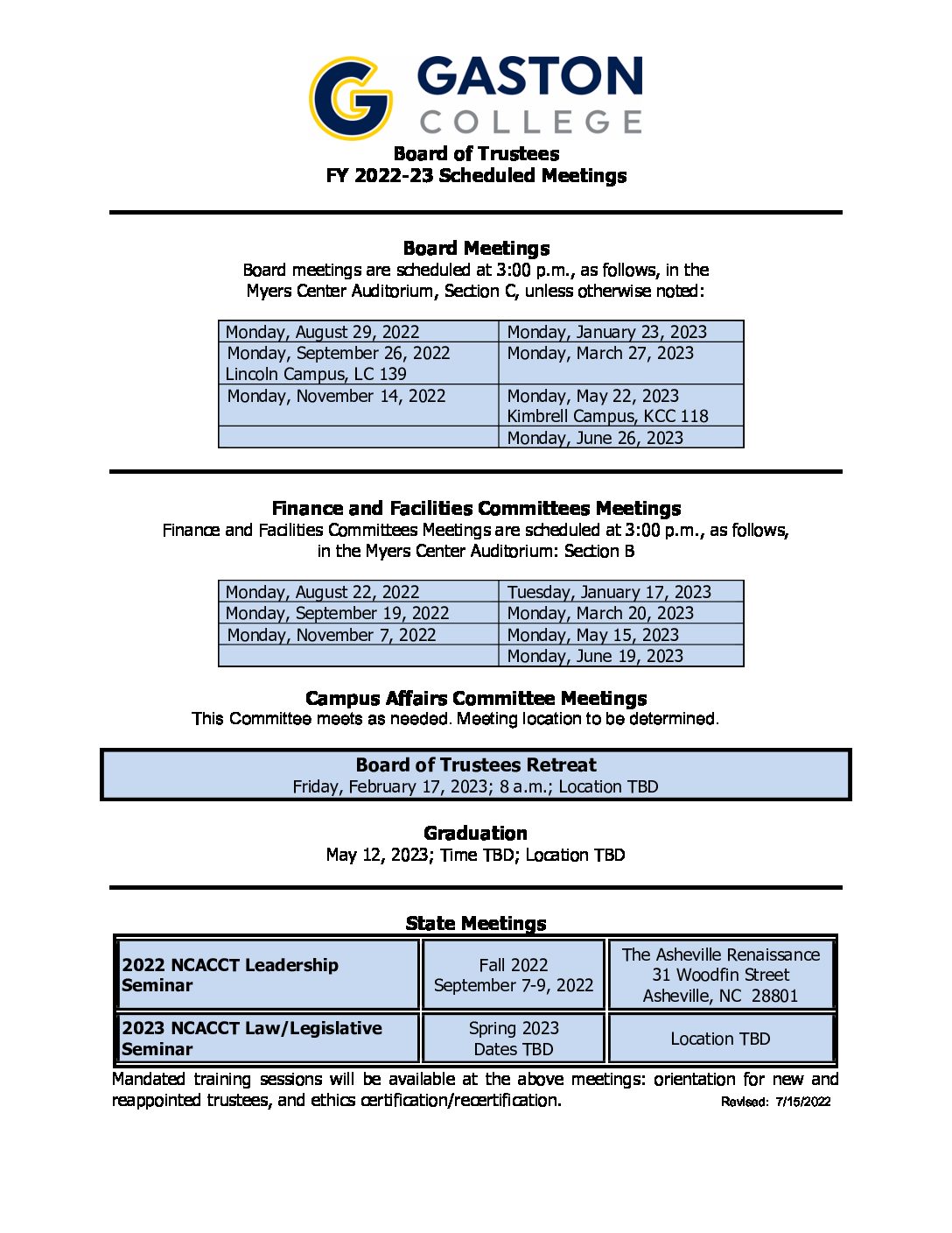 Board Meeting Schedule 2022-2023 as of 6.22.22. Jan. Dates docx - About Us