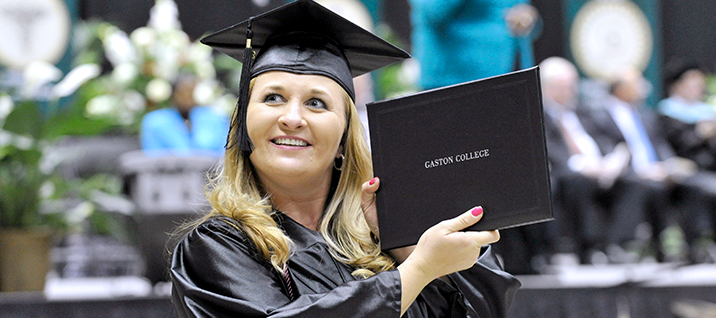 Woman graduating from Gaston Community College