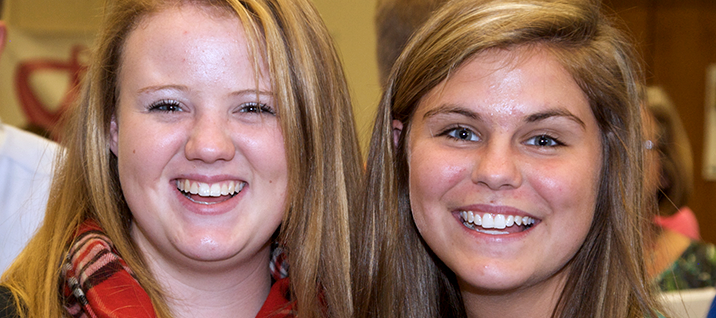 A picture of two, smiling female students