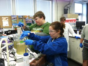 students working in science lab