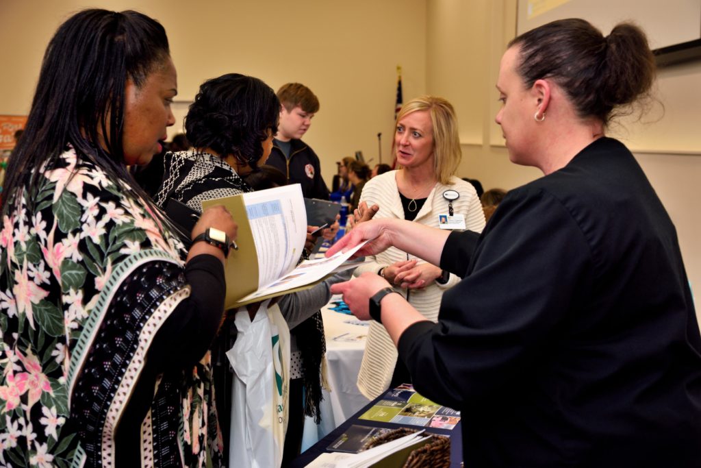 women attending a job fair