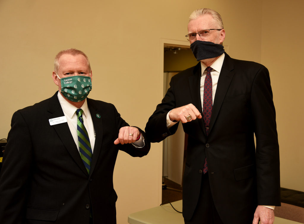 Dr. John Hauser, President of Gaston College and Dr. William Thierfelder, President of Belmont Abbey