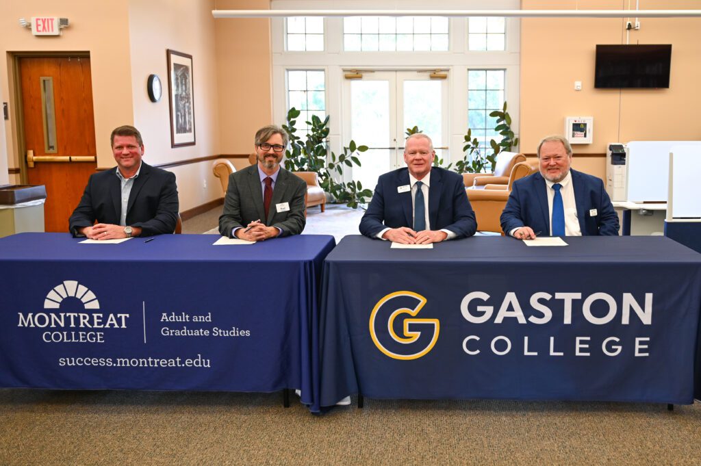 Gaston College and Montreat College sign articulation agreements for Cybersecurity and Criminal Justice programs.