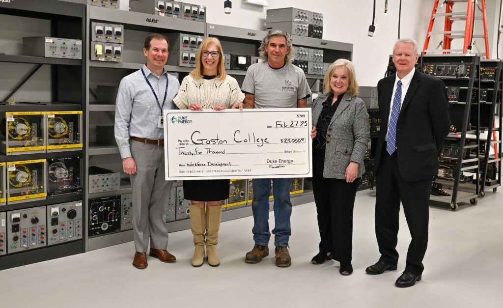 Duke Energy Foundation presents check to Gaston College staff